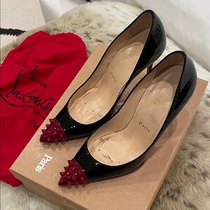 Christian Louboutin Black Heels with Red Studded Toes
